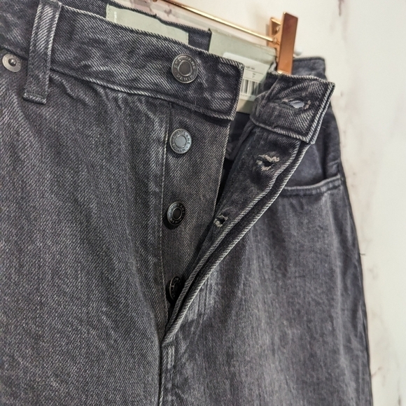 Everlane Jeans Button Fly 90s Cheeky Straight High Rise Washed Black NEW - Picture 10 of 15